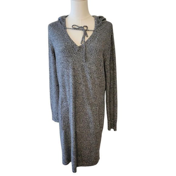 Soho Heathered Black Sweater Hooded Dress Size Medium - Picture 1 of 4